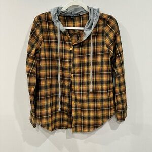HYFVE Yellow Plaid Shirt with Gray Hood